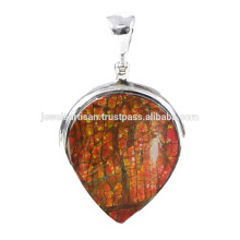 Beautiful Ammolite Gemstone 925 Sterling Silver Pendant Jewelry